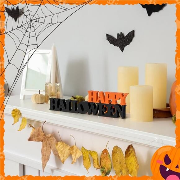 Halloween Table Decorations for Home Happy Halloween Sign Wooden Sign - Picture 6 of 7